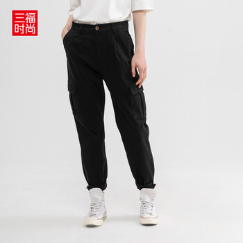 三福（SANFU） 高腰 工裝褲 女 長褲 休閑褲