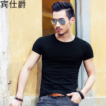 賓仕爵 長(zhǎng)袖 男士T恤 黑色 S