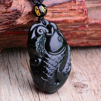 黑曜石魚(yú)吊墜