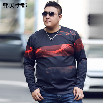 韓貝伊都 長(zhǎng)袖 男士T恤 黑紅 