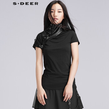 S.DEER 印花 短袖 T恤 女 立領(lǐng)