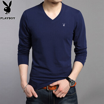 花花公子（PLAYBOY ESTABLISHED 1953） 長(zhǎng)袖 男士T恤 1628藏青 XXXL