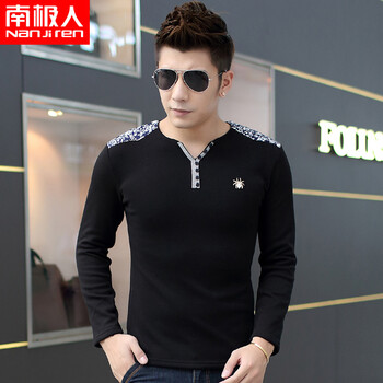 南極人（Nanjiren） 長(cháng)袖 男士T恤 黑色 L