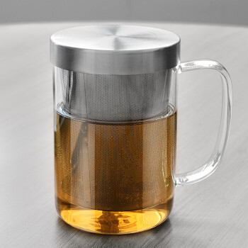雅集玻璃杯 直觉杯泡茶杯 不锈钢内胆过滤茶杯 男士便携办公商务水杯