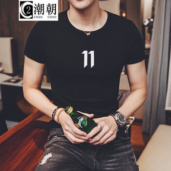 C2潮朝(C2 chao chao) 短袖 男士T恤 黑色 L