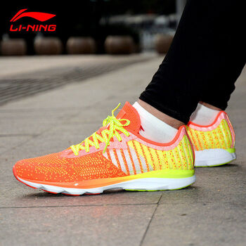 李寧（LI-NING）跑步鞋熒光果紅/熒光果綠 35以下
