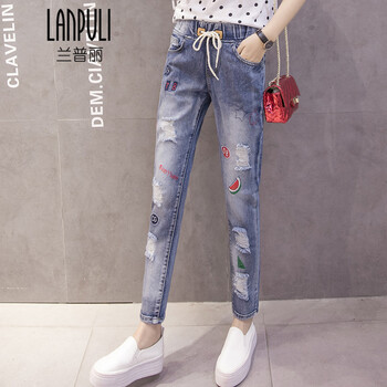 蘭普麗（LANPULI） 高腰 直筒褲 女 九分褲 牛仔褲