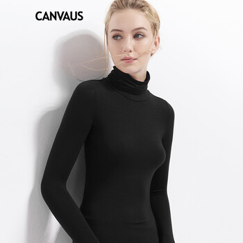 CANVAUS 條紋 短袖 T恤 女 高領(lǐng)
