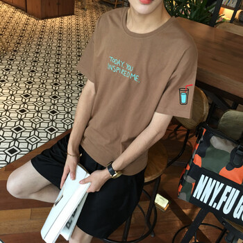 艾丁帛哥 短袖 男士T恤 咖啡色 