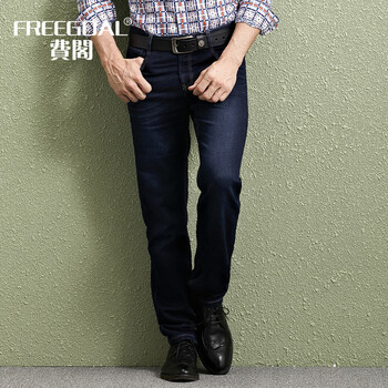 費閣（FREEGOAL） 直筒褲 商務(wù)休閑 男士牛仔褲