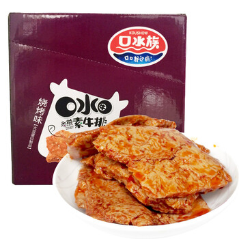 口水族 休闲零食 素肉 素牛排烧烤味25g*20袋/盒