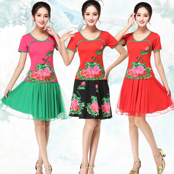 迈舞2016新款秋季广场舞服装套装牛奶丝裙装