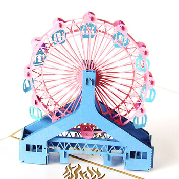 门扉 3D贺卡 中秋3D立体手工剪纸雕刻花朵贺