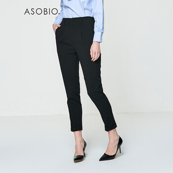 ASOBIO 中腰  女 九分褲 休閑褲