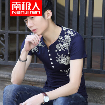 南極人（Nanjiren） 短袖 男士T恤 藍(lán)色 L
