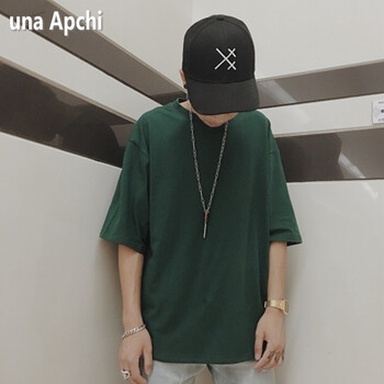 una Apchi 五分袖 男士T恤 綠色 M