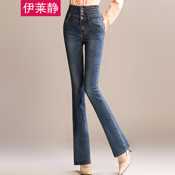 伊萊靜（YILAIJING） 中腰 喇叭褲 女 長(zhǎng)褲 牛仔褲