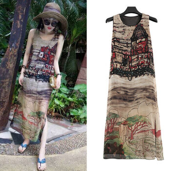 MMJ 大花，迷彩 撞色 連衣裙