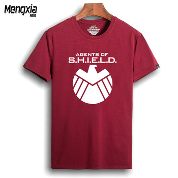 萌俠（mengxia） 短袖 男士T恤 棗紅色 SHIELD徽章 