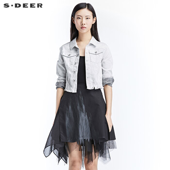 S.DEER  長(cháng)袖 女 短外套 口袋，做舊