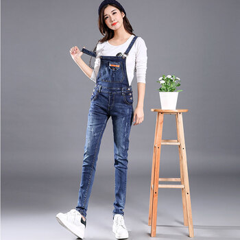 卉嫻（Huixian） 中腰 背帶褲 女 長(zhǎng)褲 牛仔褲