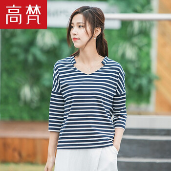 高梵 印花 短袖 T恤 女 V領(lǐng)