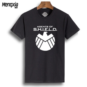 萌俠（mengxia） 短袖 男士T恤 黑色 SHIELD徽章 