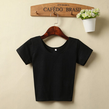 語(yǔ)莀小好 露臍/腰 短袖 T恤 女 圓領(lǐng)