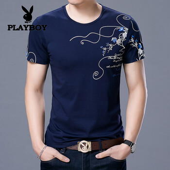 花花公子（PLAYBOY） 短袖 男士T恤 2720藏青 