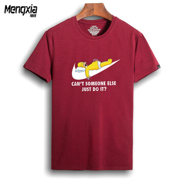 萌俠（mengxia） 短袖 男士T恤 棗紅色 惡搞辛普森 