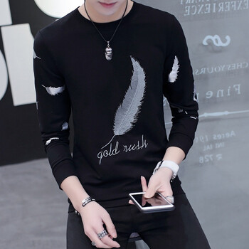 茜靚（Chyllirn） 長(zhǎng)袖 男士T恤 6130黑色 XL