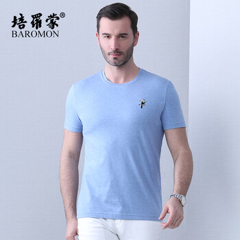 培羅蒙（BAROMON） 短袖 男士T恤 花中藍 