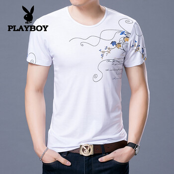 花花公子（PLAYBOY） 短袖 男士T恤 2720白色 