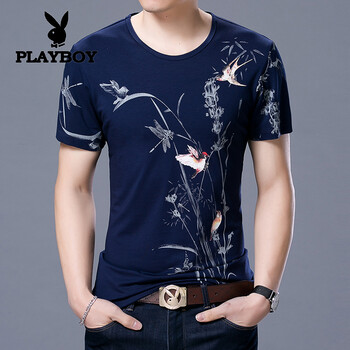 花花公子（PLAYBOY） 短袖 男士T恤 2721藏青 