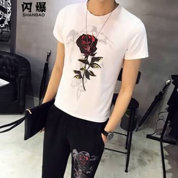 閃爆（SHANBAO） 短袖 男士T恤 白色 M