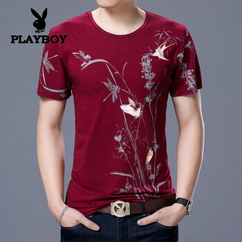 花花公子（PLAYBOY） 短袖 男士T恤 2721紅色 