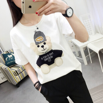 嬌茹妮（JIAORUNI） 立體裝飾 短袖 T恤 女 圓領(lǐng)