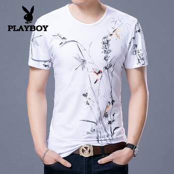 花花公子（PLAYBOY） 短袖 男士T恤 2721白色 