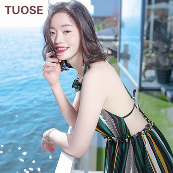 拓澀（TUOSE） 拼色 條紋 連衣裙