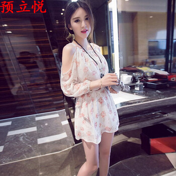 預立悅  露肩，露背，印花 連衣裙