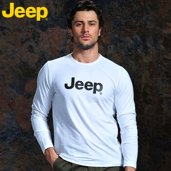 Jeep 長(zhǎng)袖 男士T恤 白色A1 