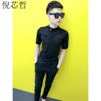 倪芯哲（N.XINZHE） 短袖 男士T恤 黑色夏薄款 