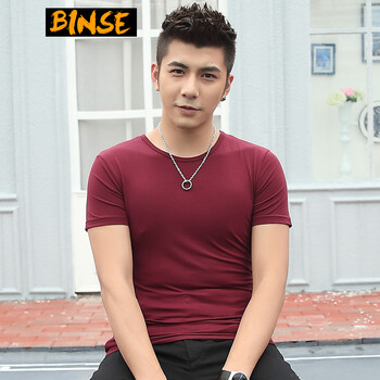 賓色（BINSE） 短袖 男士T恤 棗紅色 