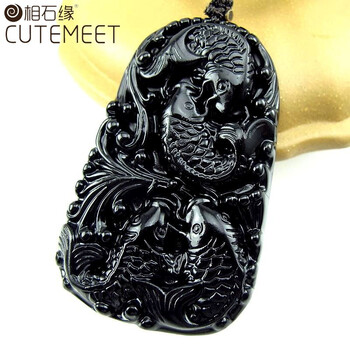 黑曜石魚(yú)吊墜