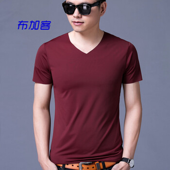 布加客 短袖 男士T恤 紅色 S
