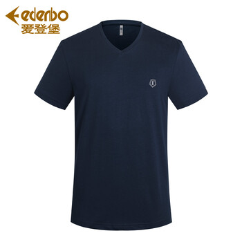 愛登堡（edenbo） 短袖 男士T恤 深寶藍色-V領(lǐng) 