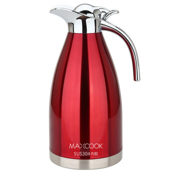 美厨（maxcook）保温壶 304不锈钢真空热水壶保温瓶暖壶开水瓶 大容量防滑咖啡壶2.0L酒红色MCH-056