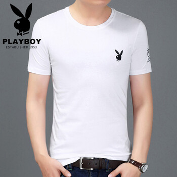 花花公子（PLAYBOY） 短袖 男士T恤 白色 S