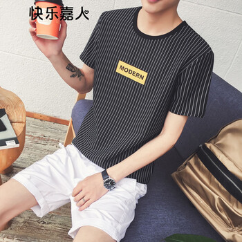 快樂嘉人 短袖 男士T恤 黑色 M