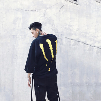 SuaMoment 七分袖 男士T恤 黑金色 